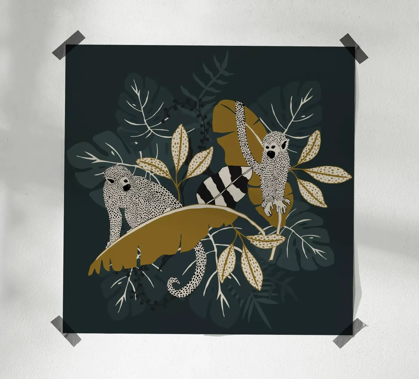 Two Monkeys | emerald poster da moDeern