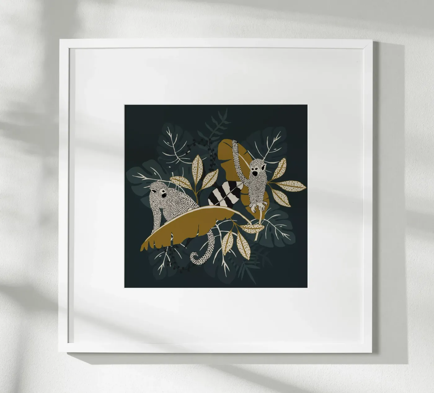 Two Monkeys | emerald poster by moDeern