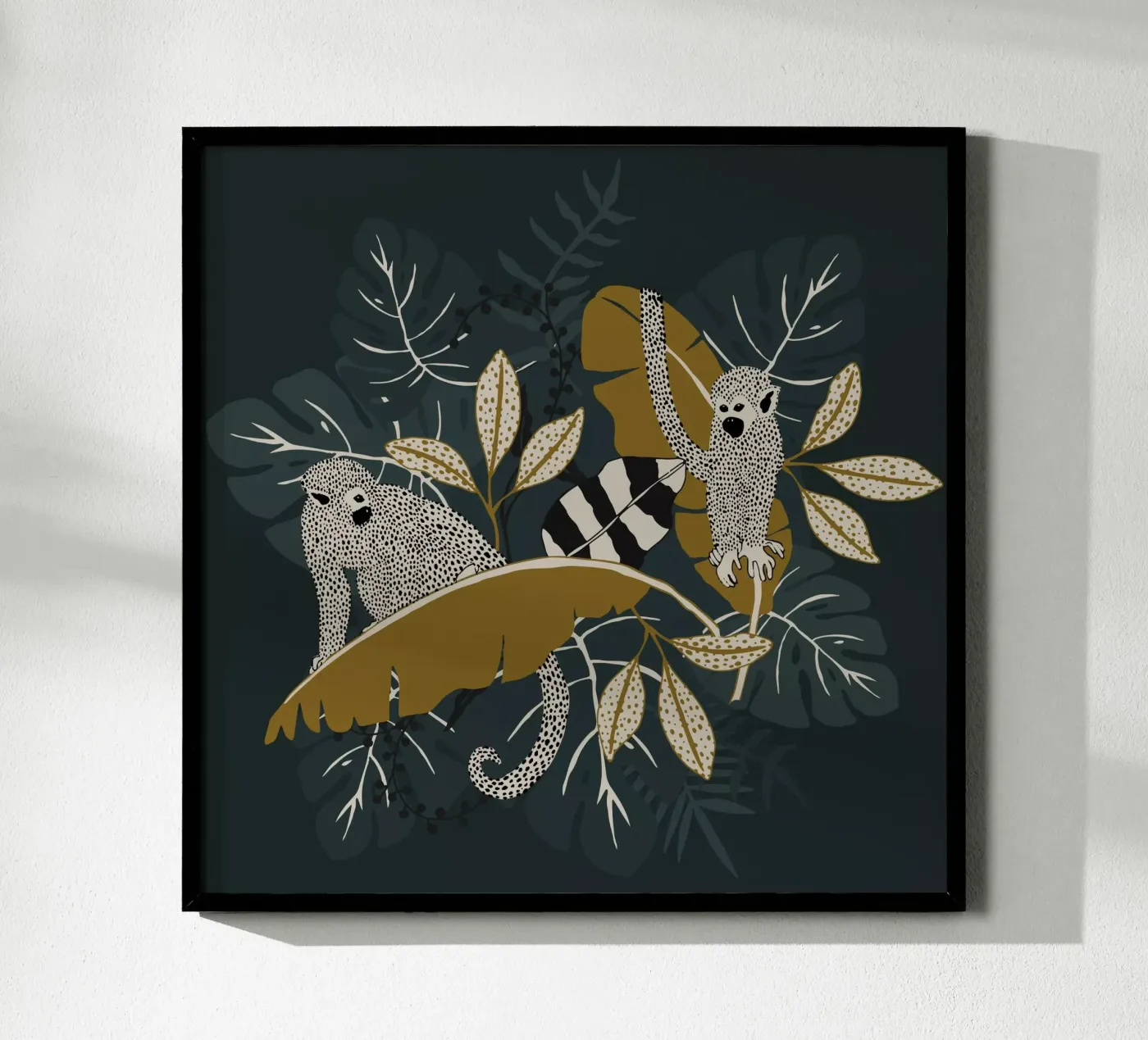 Two Monkeys | emerald poster by moDeern