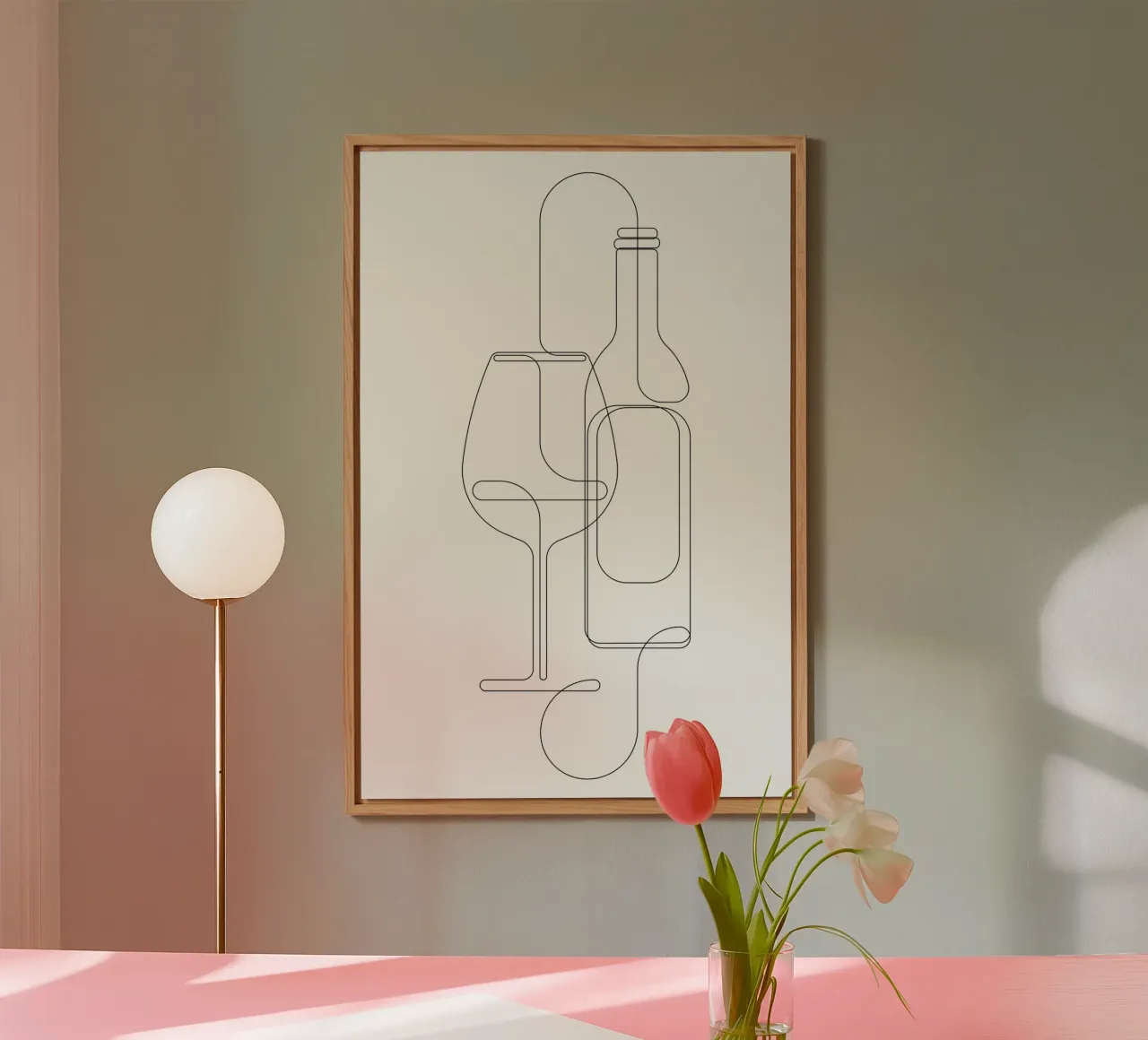 Placidity - one line wine alluminio dibond da Addillum