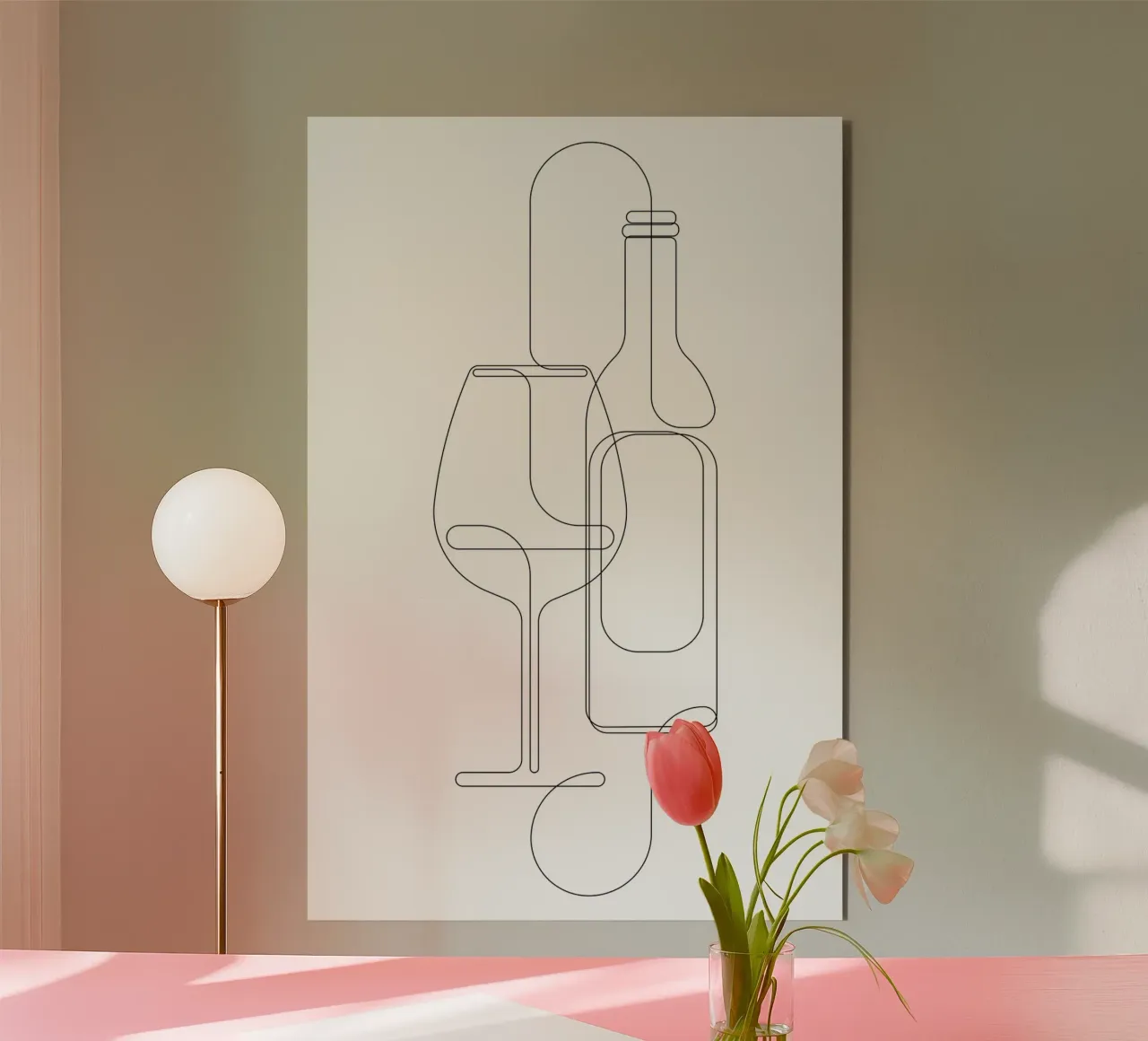 Placidity - one line wine alluminio dibond da Addillum