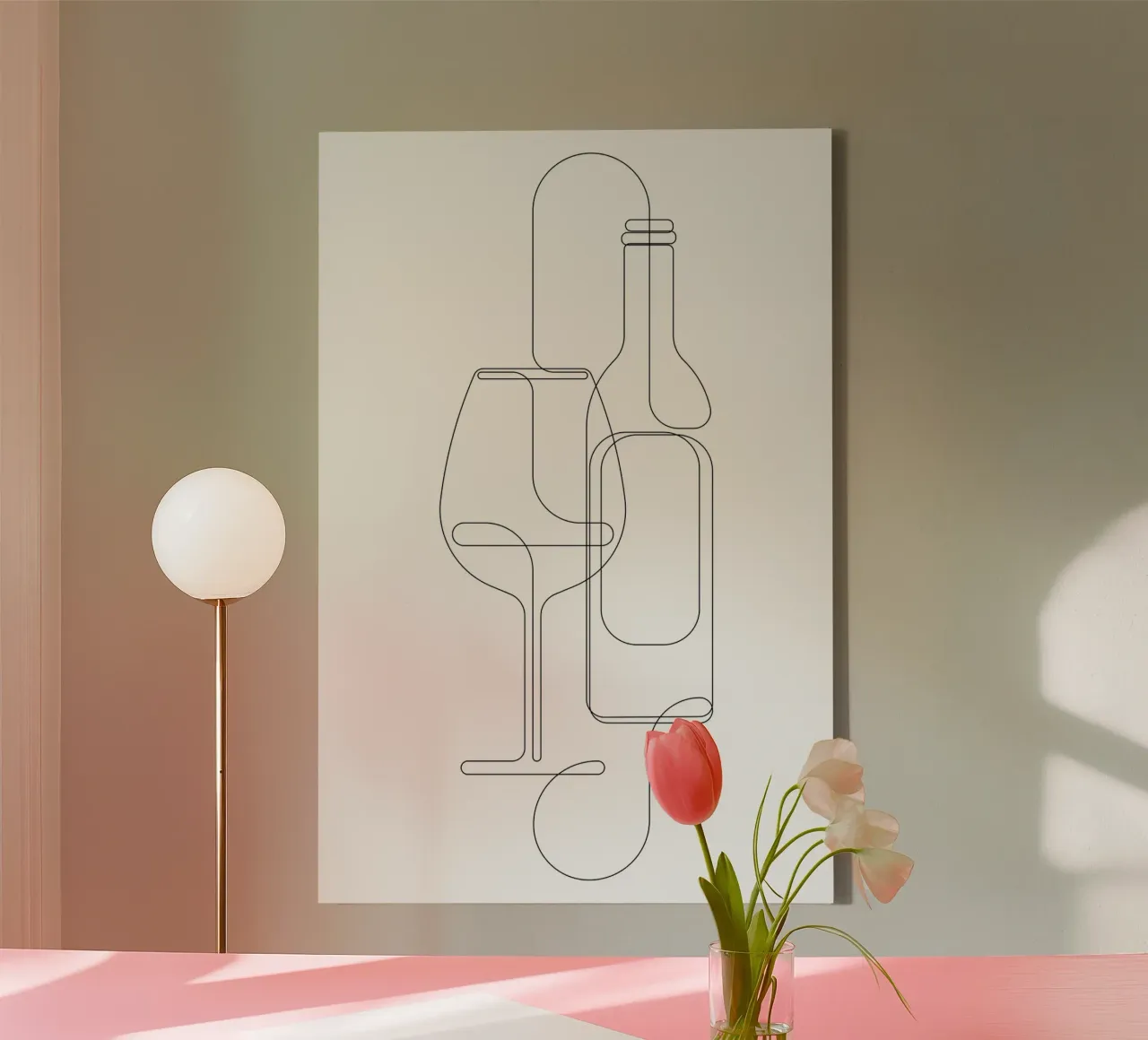 Placidity - one line wine tela con Cornice a cassetta da Addillum