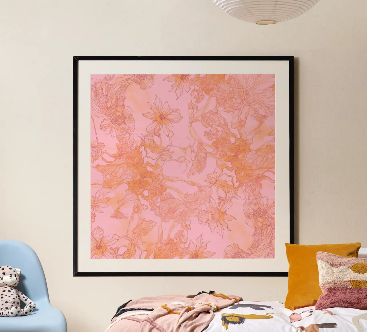 realtà arancione poster con telaio in legno da k i m