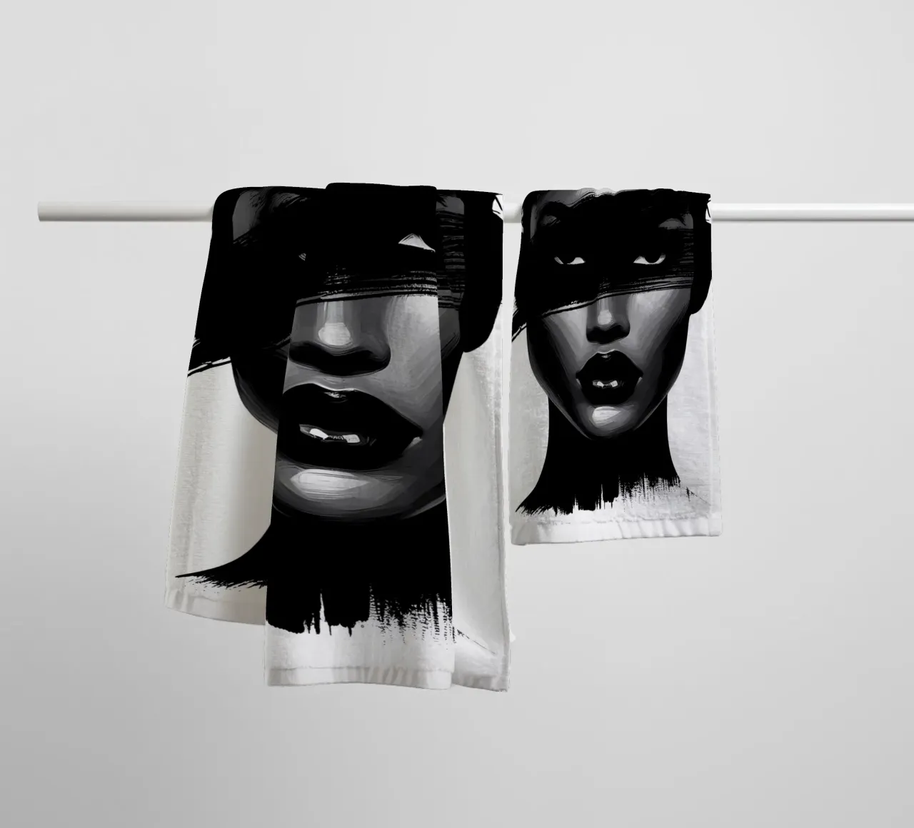 LETS FACE IT PORTRAIT towel by ARTOMATIC