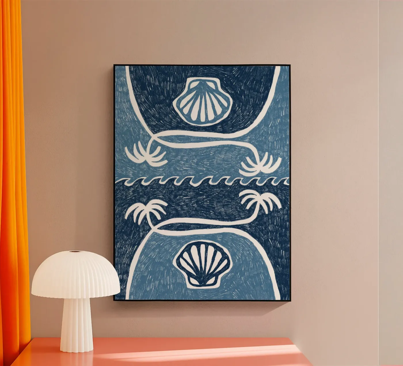 Wave Shells and Palm Trees - Blue plexiglass da Shatha Al Dafai