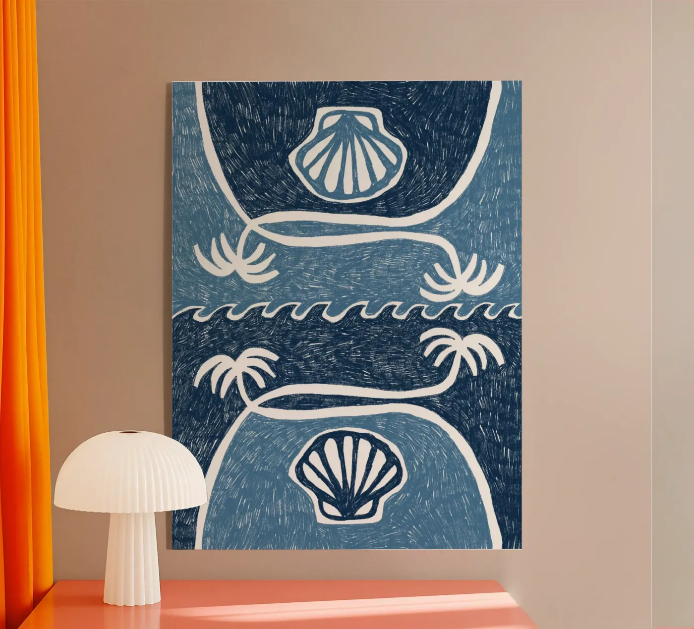 Wave Shells and Palm Trees - Blue plexiglass da Shatha Al Dafai