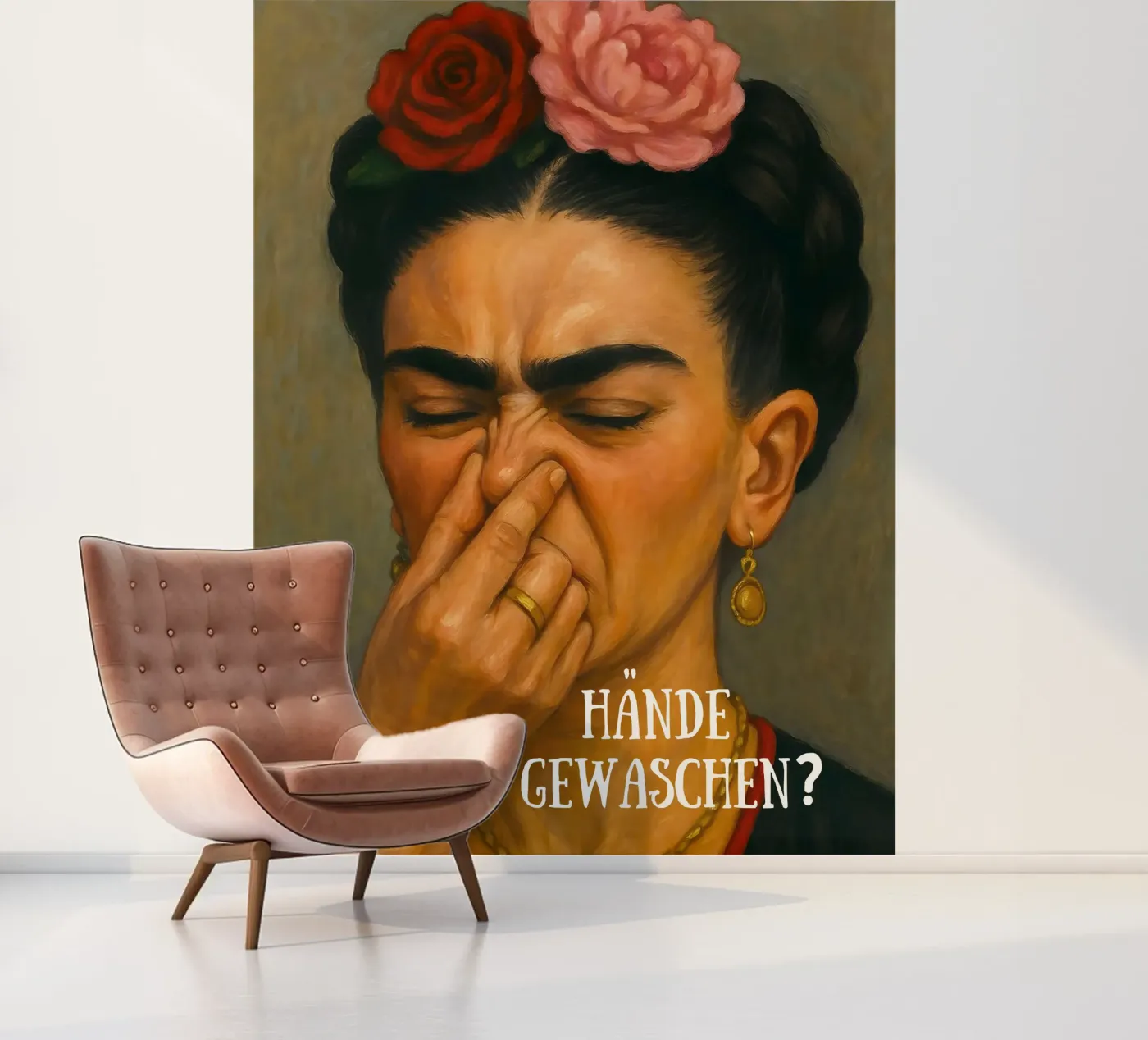 LES MAINS LAVÉES - FRIDA KAHLO : UNE SALLE DE BAIN PLUS QU'AMUSANTE papier peint photo de ARTOMATIC