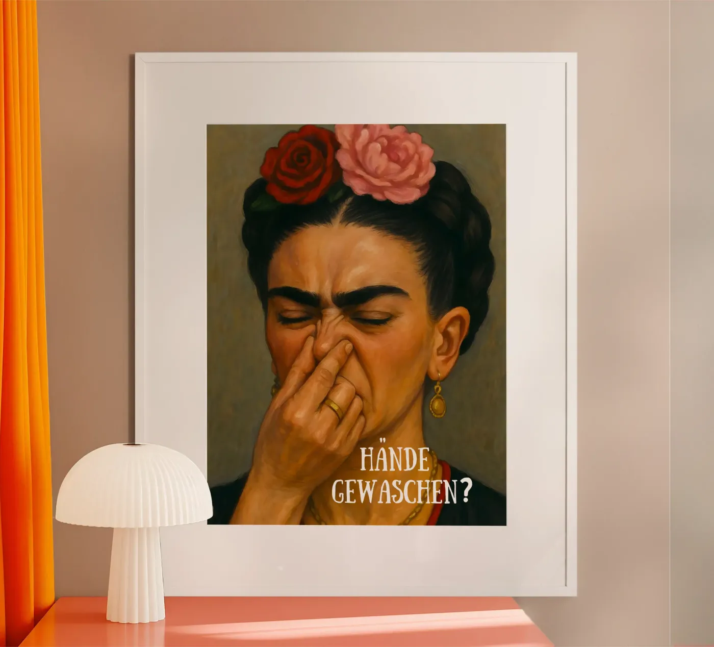 HANDE GEWASCHEN - FRIDA KAHLO FUNNY BATHROOM Poster von ARTOMATIC