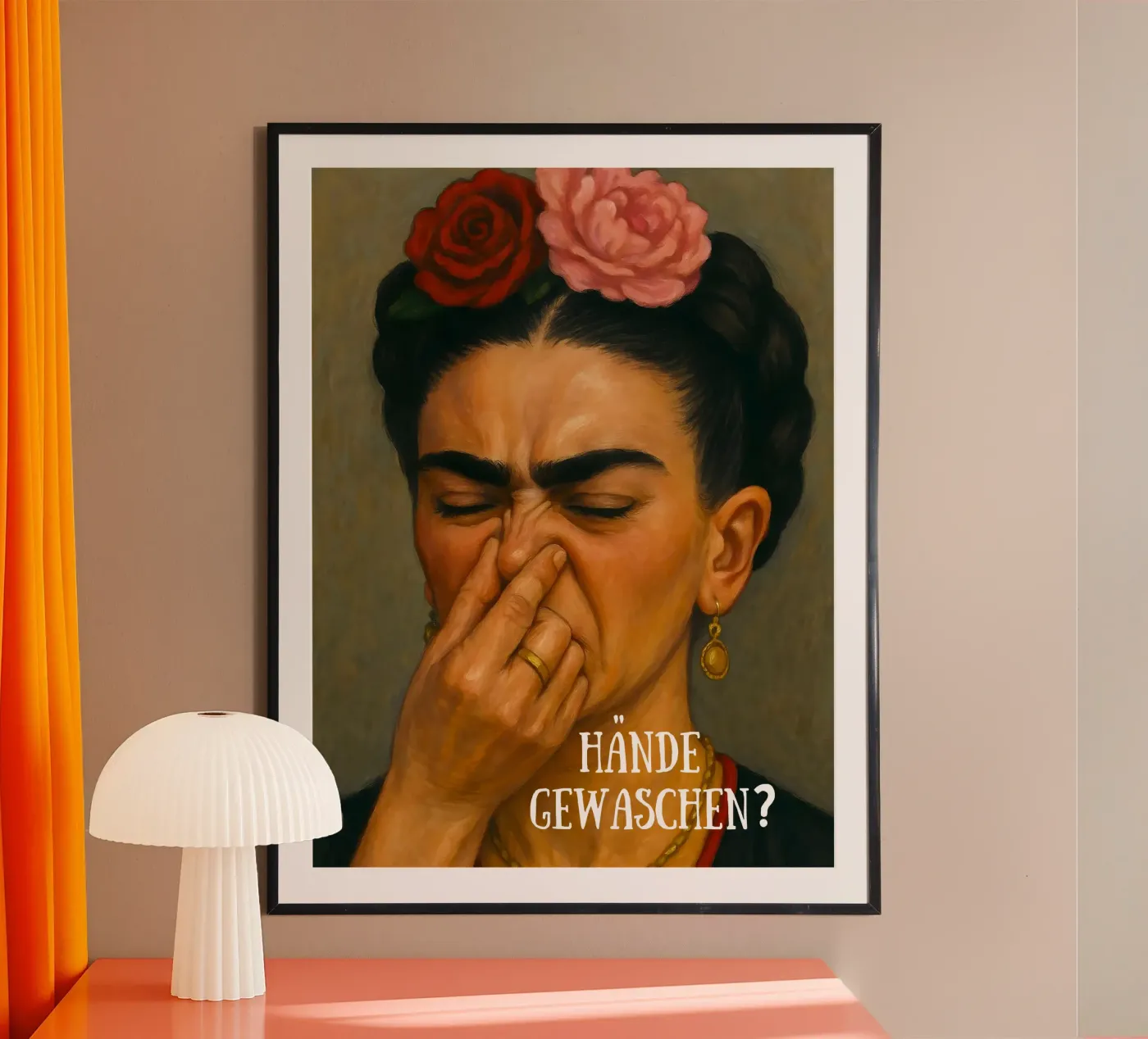 HANDE GEWASCHEN - FRIDA KAHLO FUNNY BATHROOM Poster von ARTOMATIC