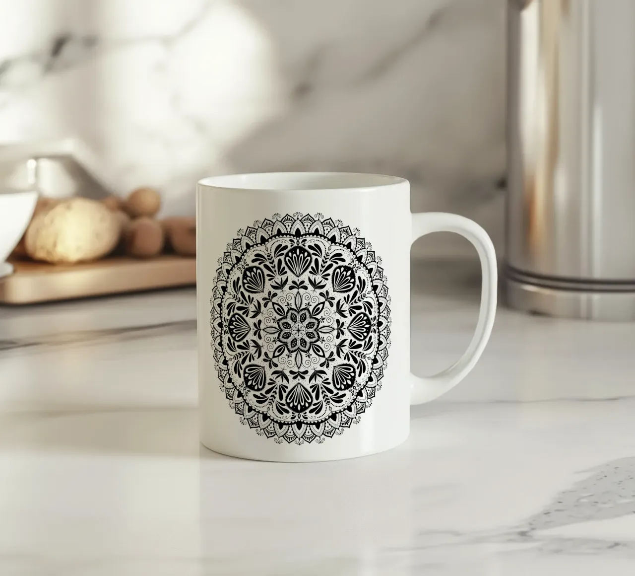 Mandala. Nero. tazza in ceramica da CalliLetters