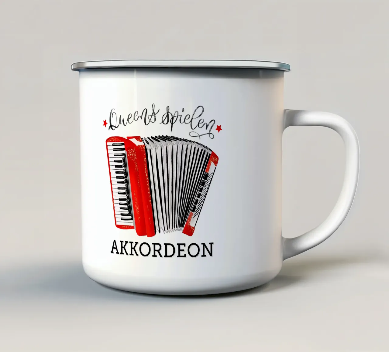 Fisarmonica. Le vere regine suonano la fisarmonica. tazza in smalto da CalliLetters