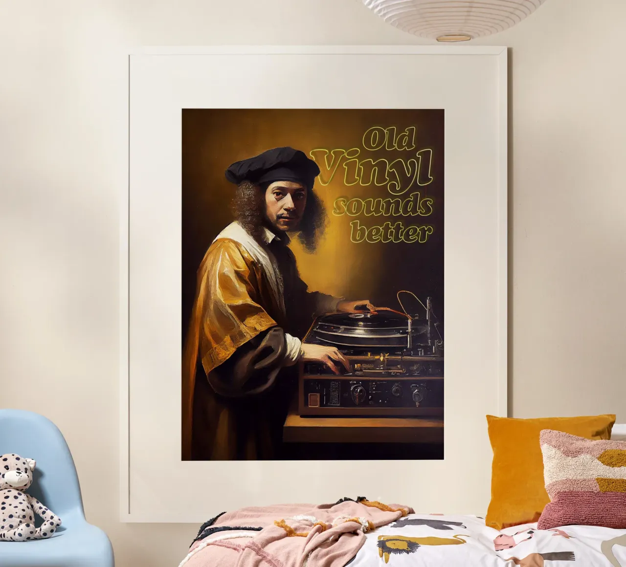 Old vinyl sounds better poster con telaio in alluminio da Dikhotomy