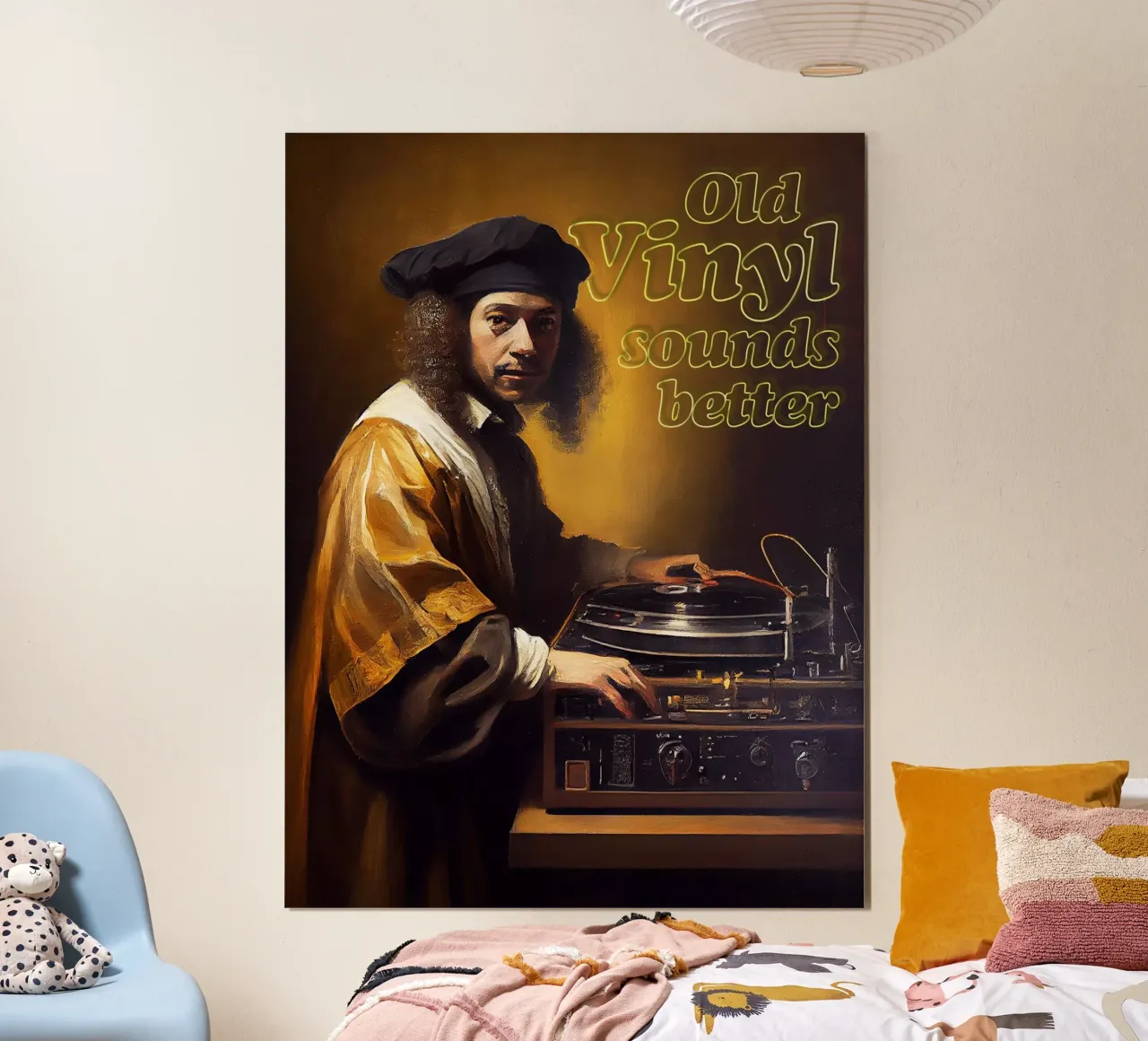 Old vinyl sounds better poster con telaio in alluminio da Dikhotomy