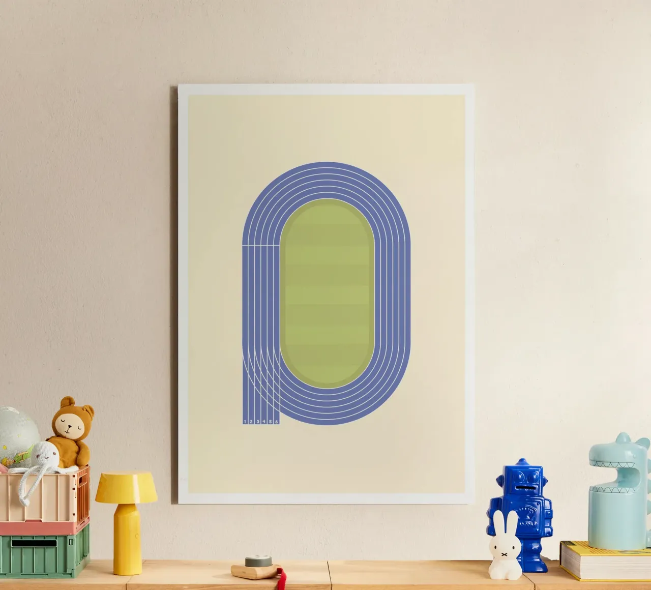 Illustrazione della carriera in blu alluminio dibond da athlete.art
