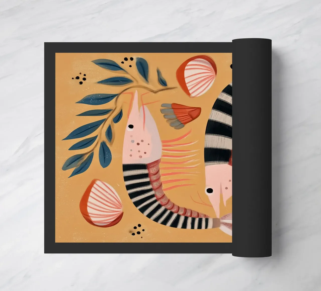Dancing Shrimp doormat by Sienna Atelier