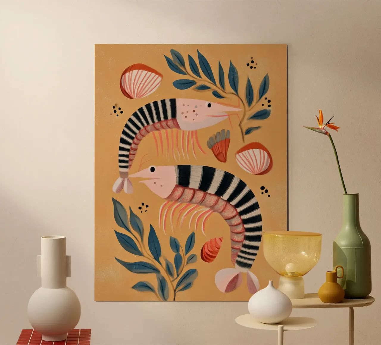 Dancing Shrimp poster by Sienna Atelier