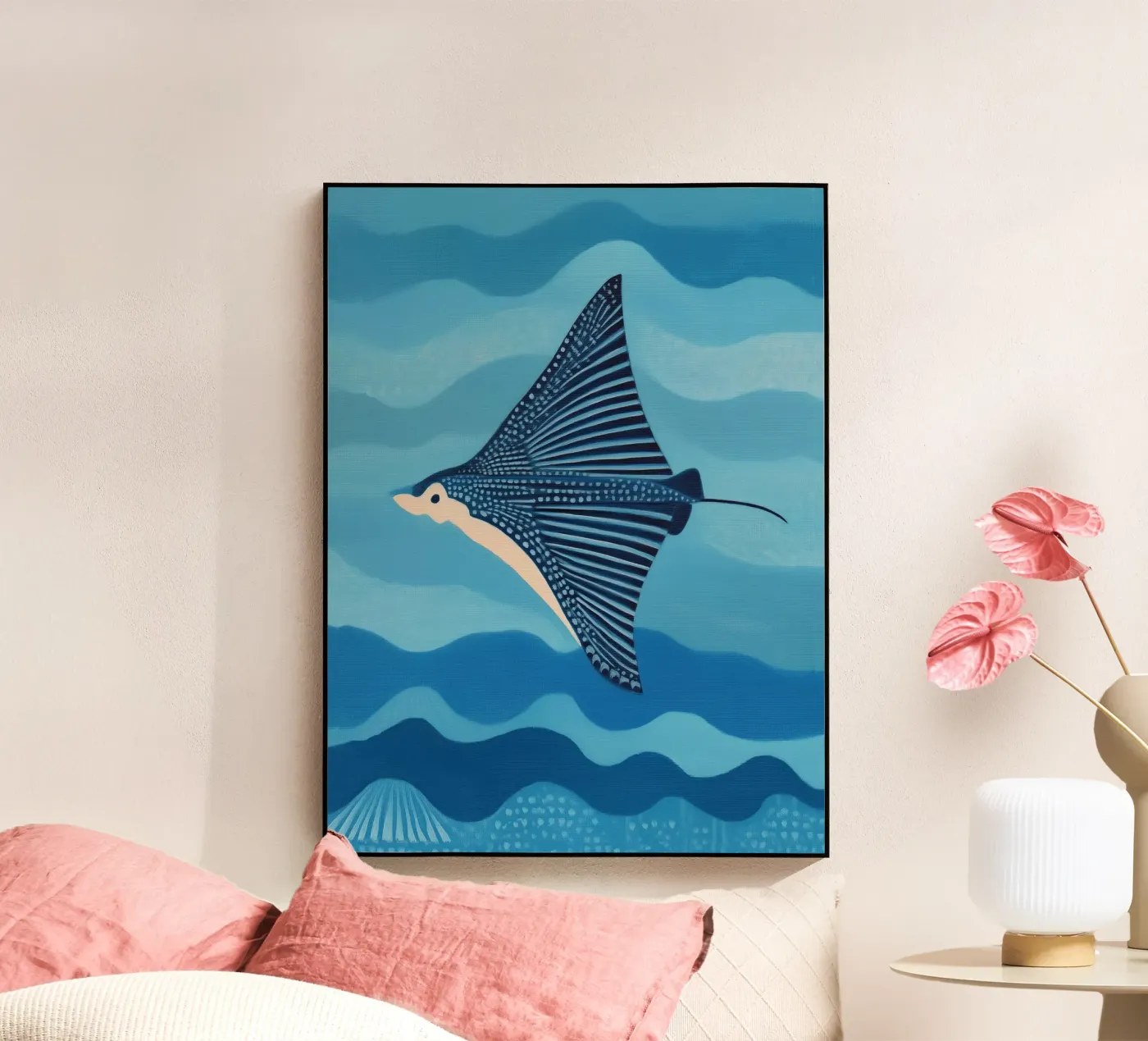 Raie Manta bleue plexiglas de Sienna Atelier