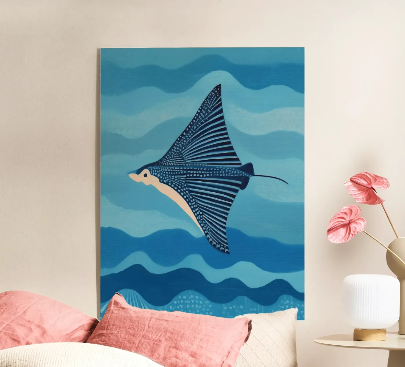 Raie Manta bleue plexiglas de Sienna Atelier