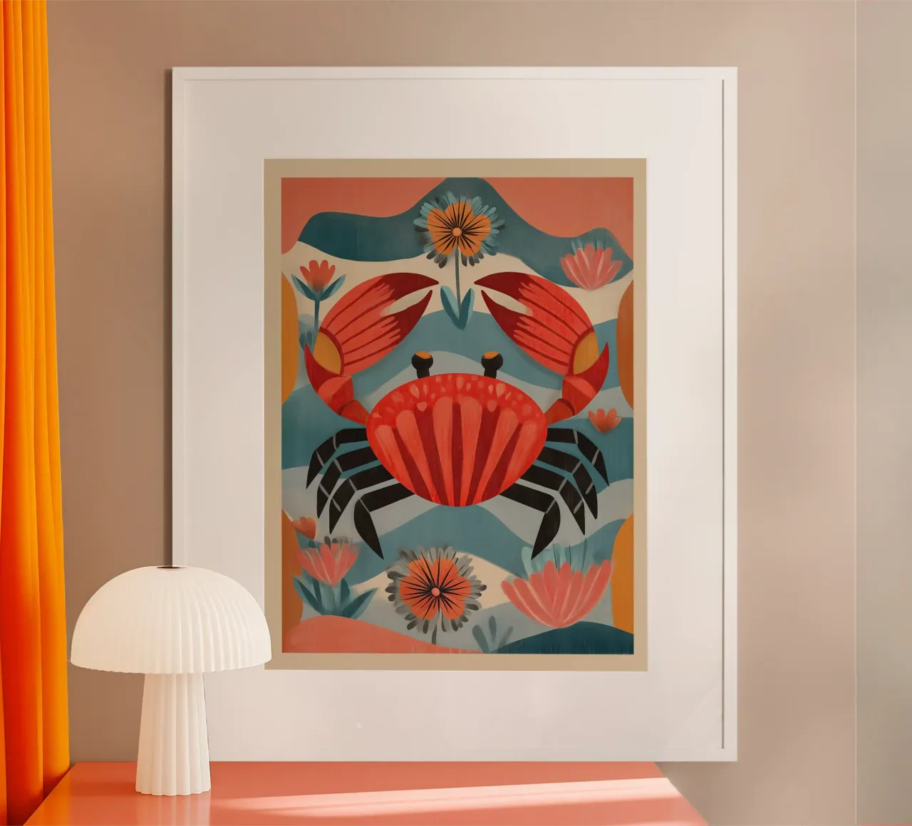 Zeetuin krab poster van Sienna Atelier