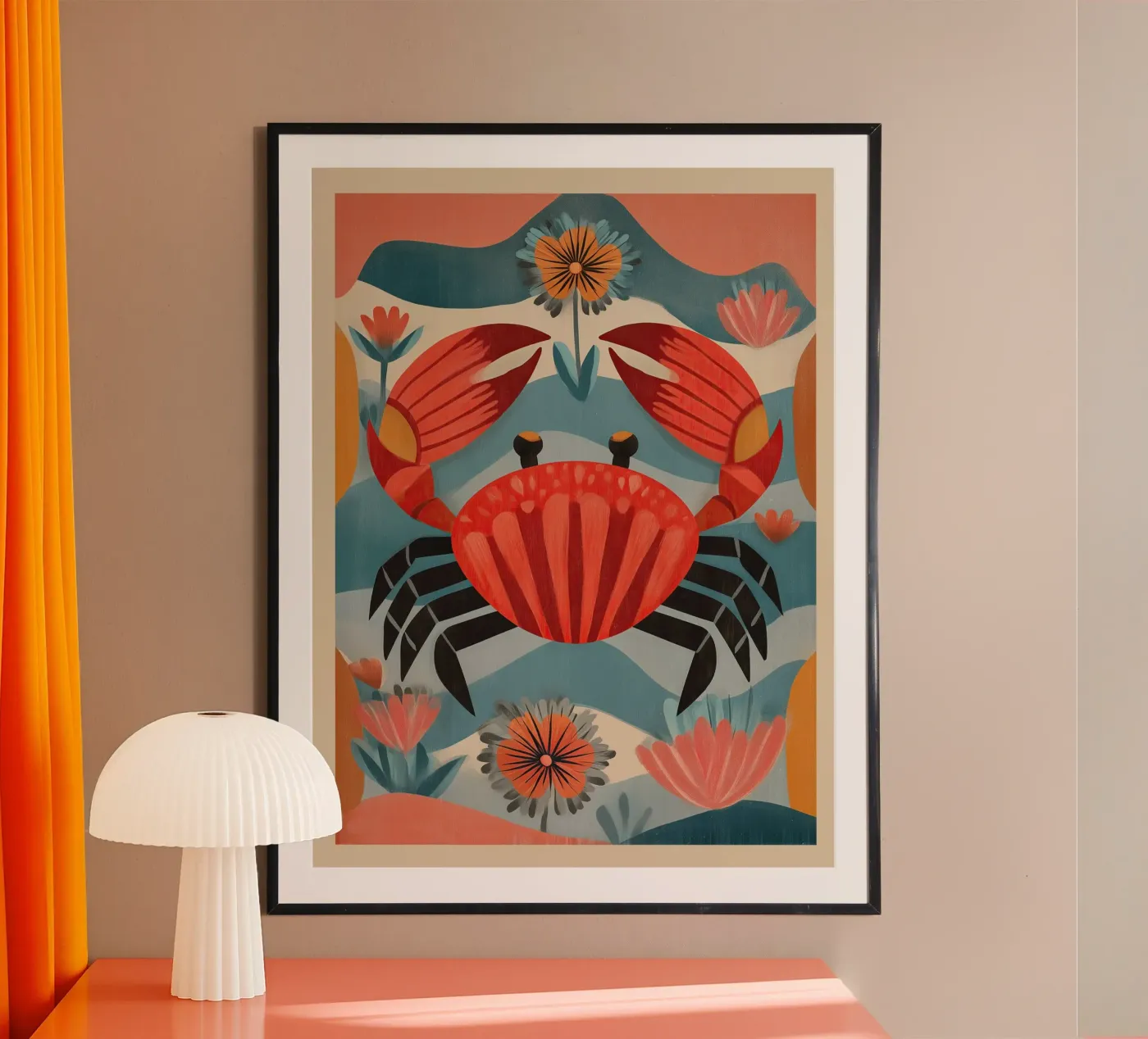 Zeetuin krab poster van Sienna Atelier