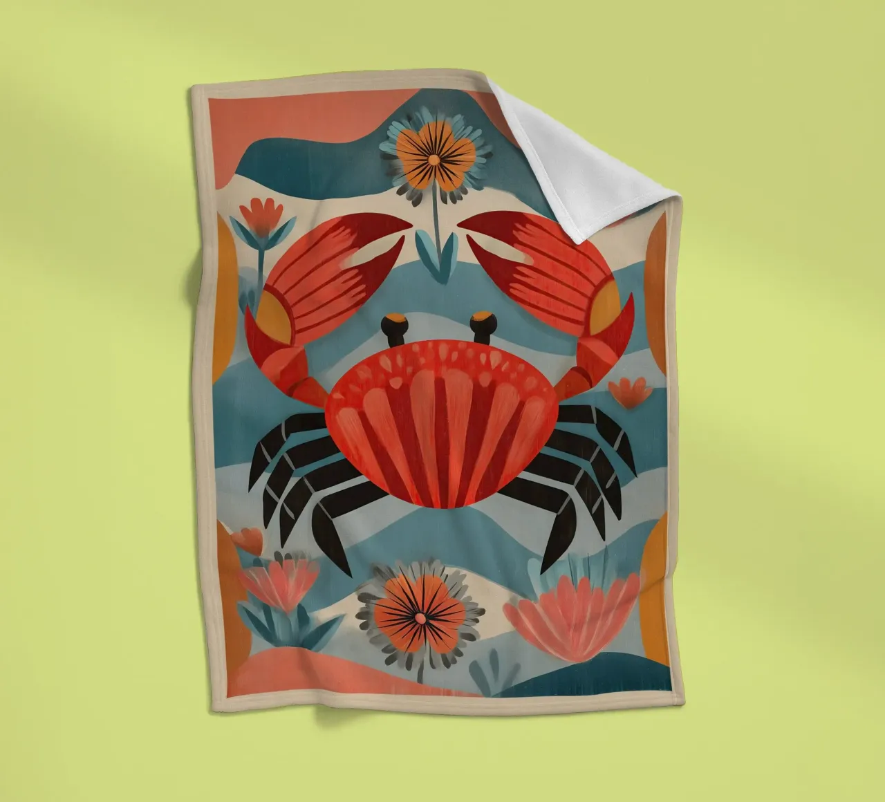 Zeetuin krab fleecedeken van Sienna Atelier