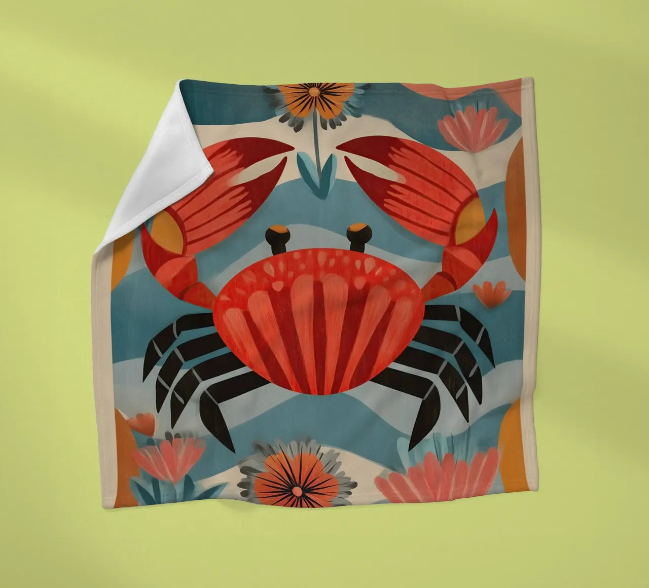 Zeetuin krab fleecedeken van Sienna Atelier