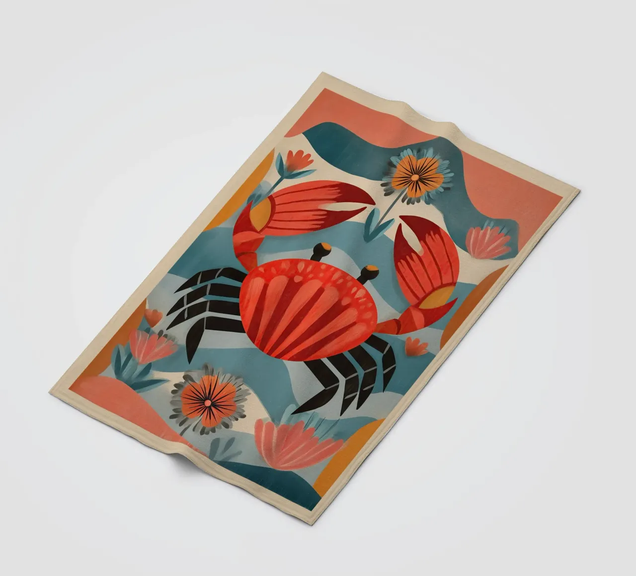 Zeetuin krab fleecedeken van Sienna Atelier