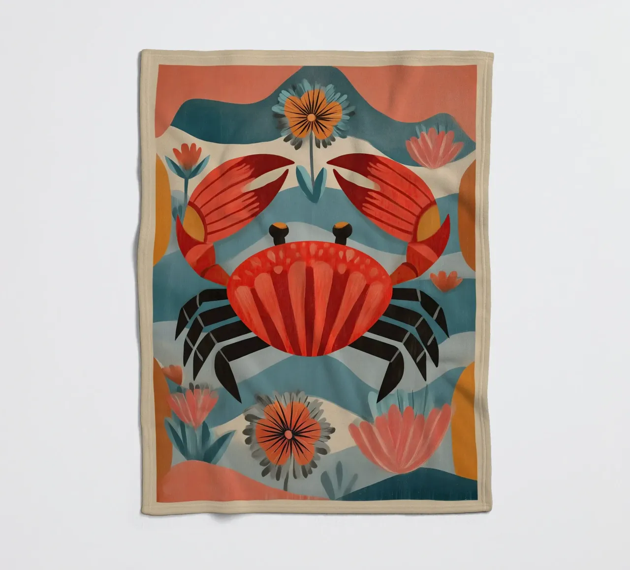 Zeetuin krab fleecedeken van Sienna Atelier