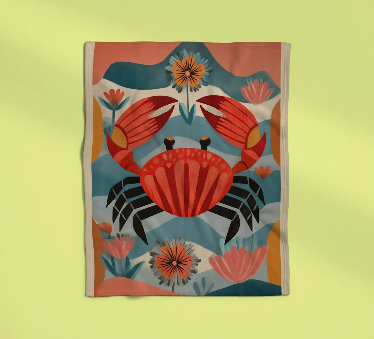 Zeetuin krab fleecedeken van Sienna Atelier