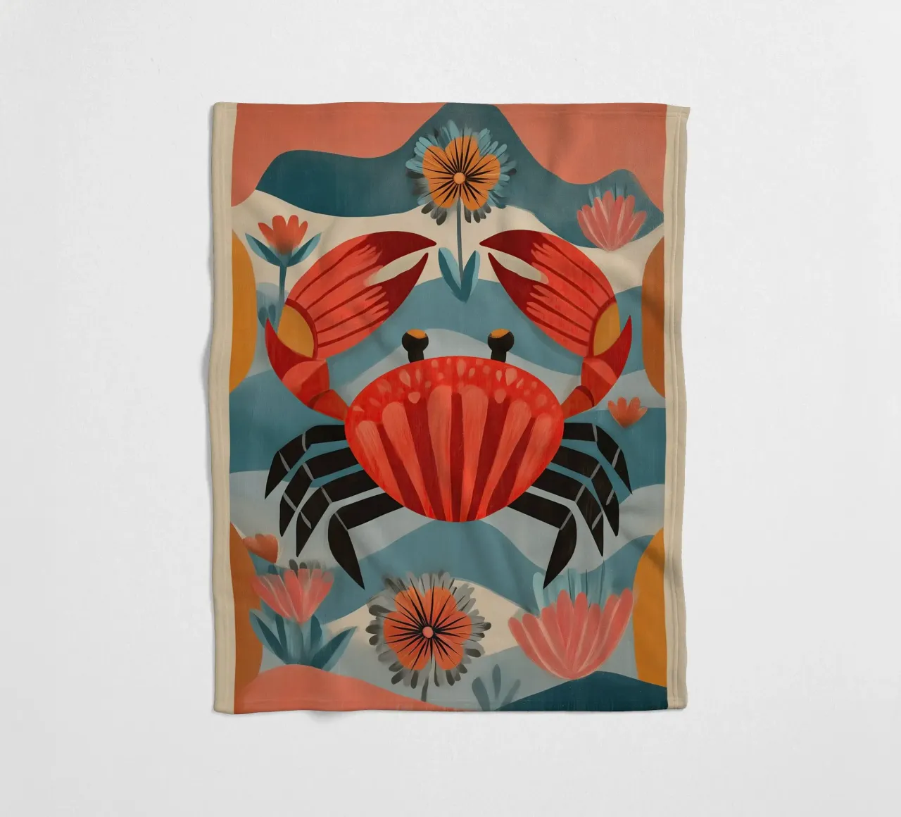 Zeetuin krab fleecedeken van Sienna Atelier