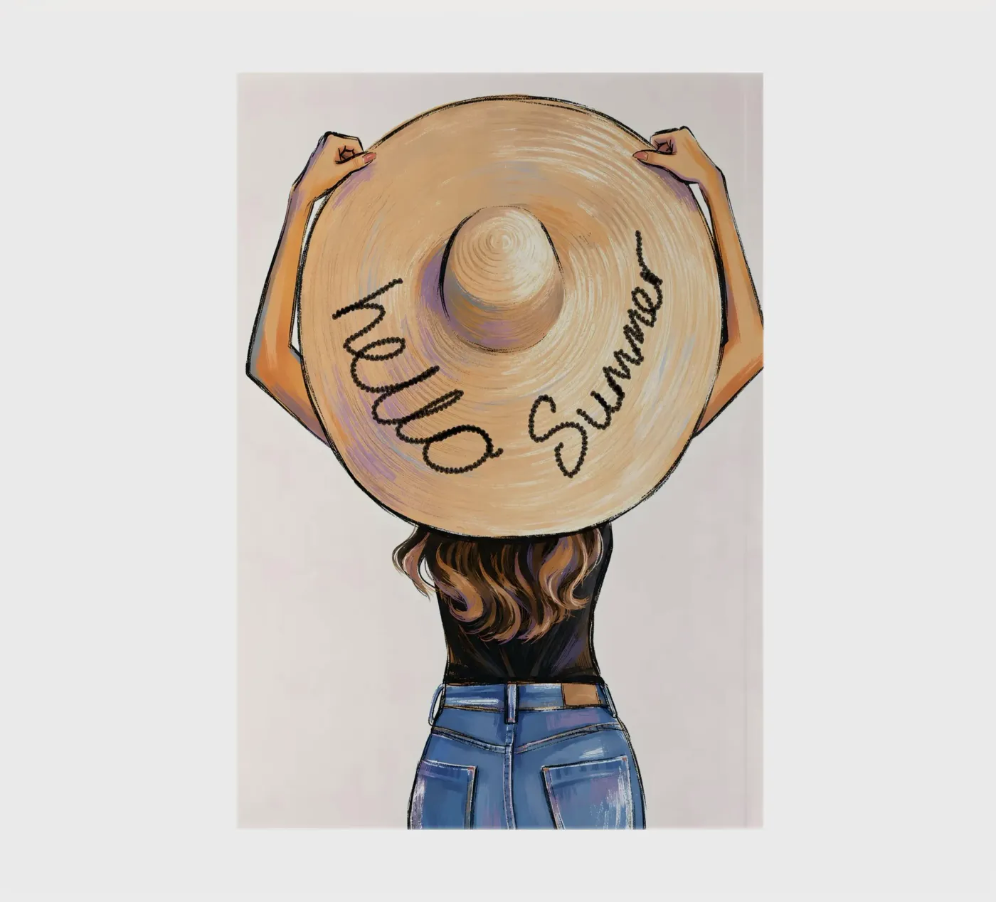 WOMAN WEARING HELLO SUMMER HAT notebook by ARTOMATIC