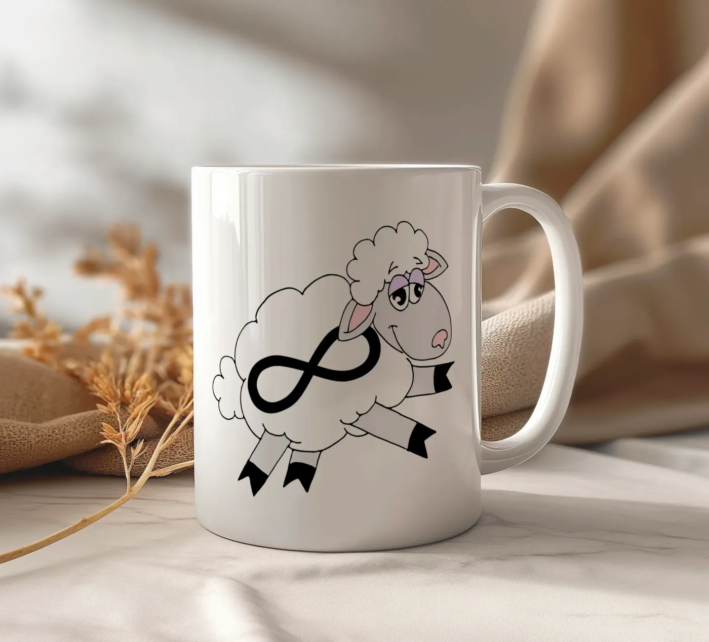 Infinity Counting Sheep ceramic mug by sillyindustries