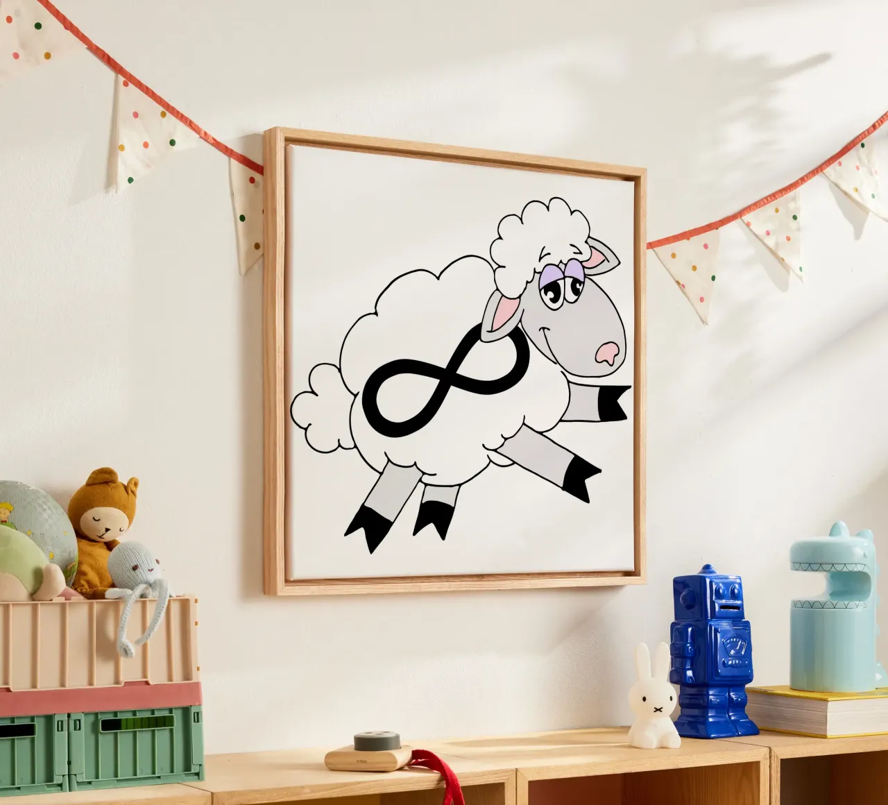 Infinito Contar Ovejas lienzo con Marco flotante de sillyindustries