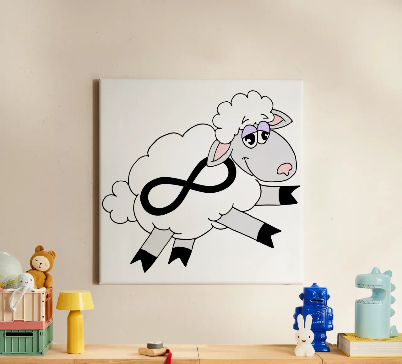 Infinito Contar Ovejas lienzo con Marco flotante de sillyindustries