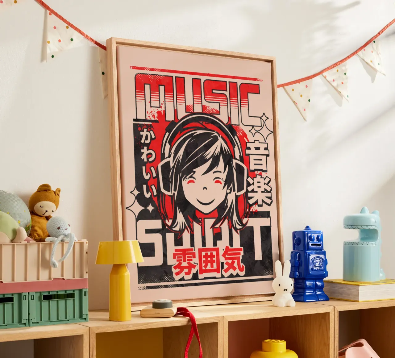 Muziek Geest Vibes canvas met Baklijst van Gunawan Rb
