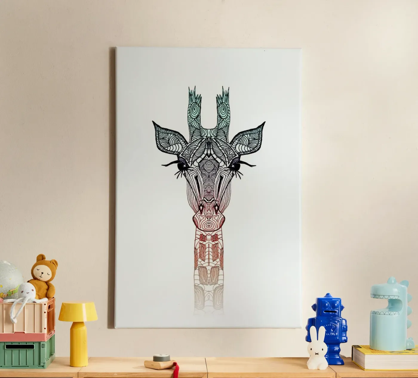 Giraffe canvas by Monika Strigel