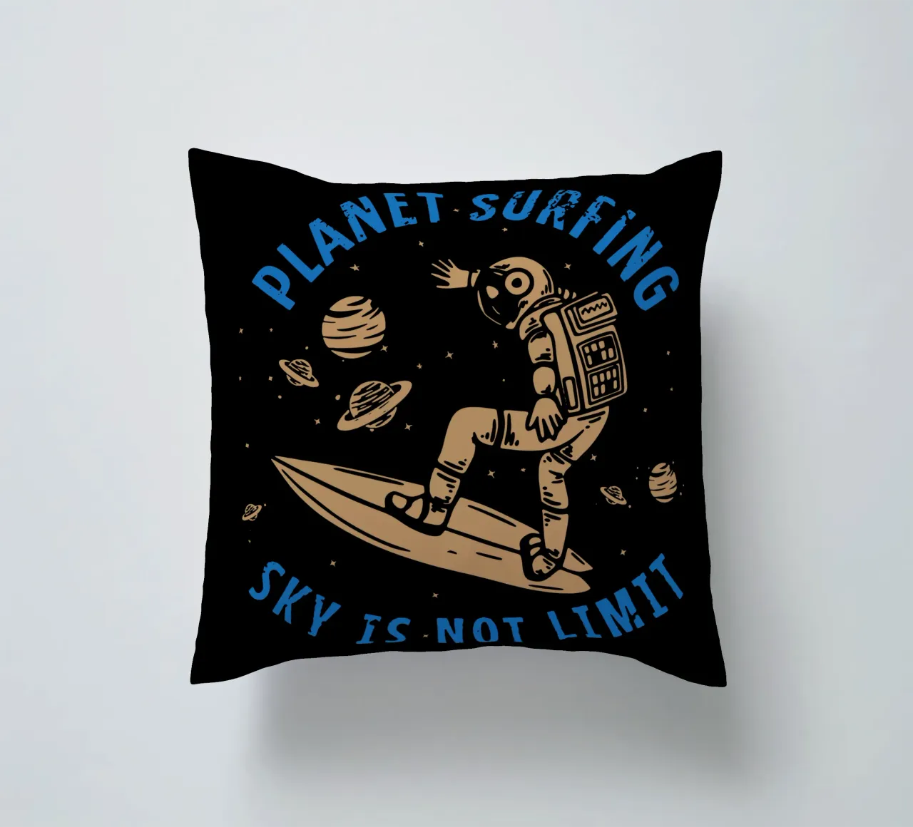 PLANET SURFING SKY IS NOT LIMIT decorative cushion by Gunawan Rb