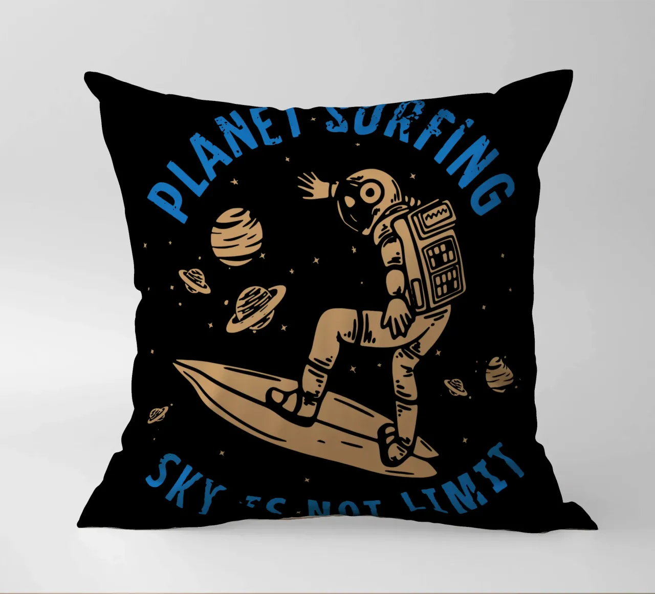 PLANET SURFING SKY IS NOT LIMIT decorative cushion by Gunawan Rb