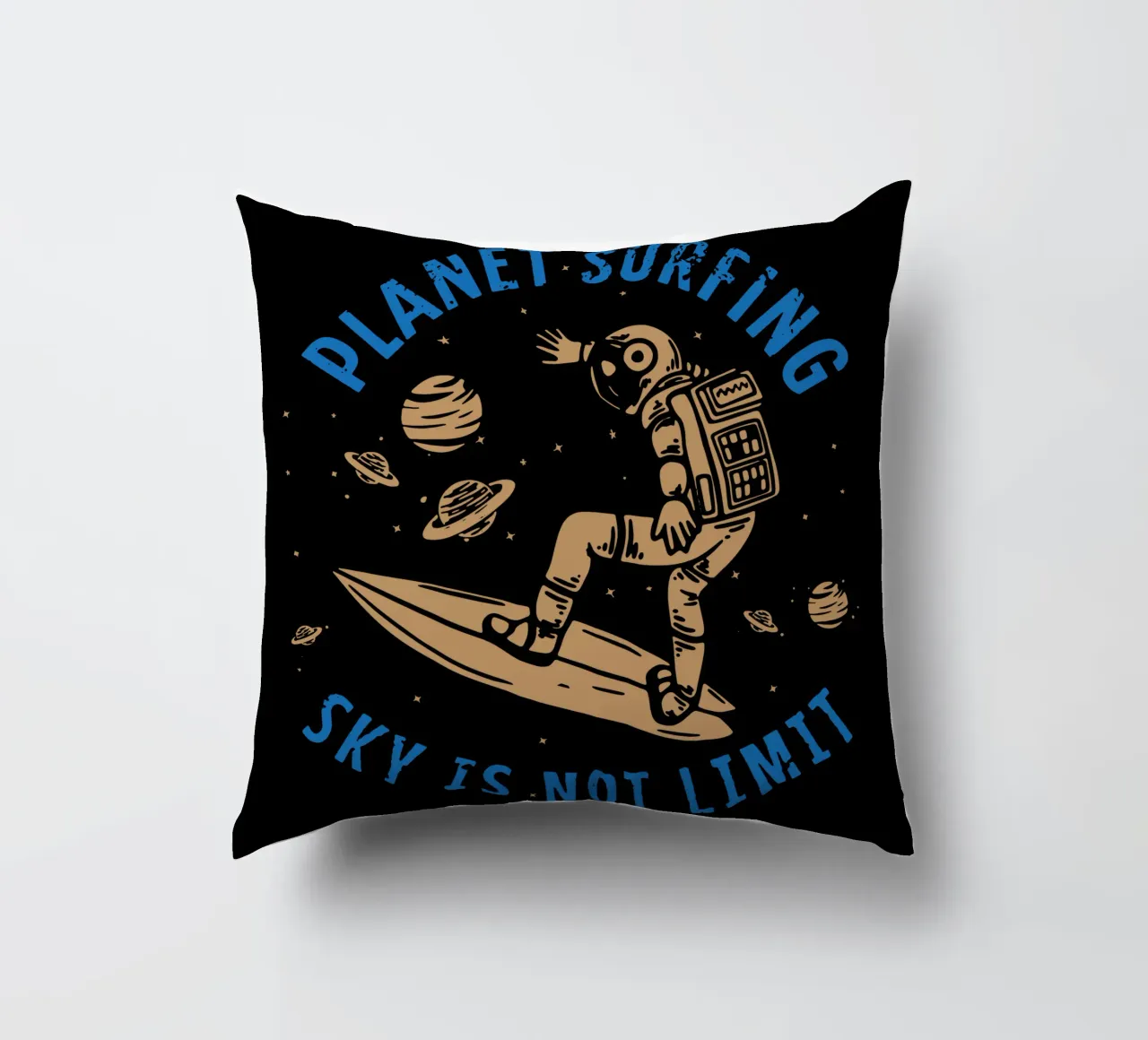 PLANET SURFING SKY IS NOT LIMIT decorative cushion by Gunawan Rb