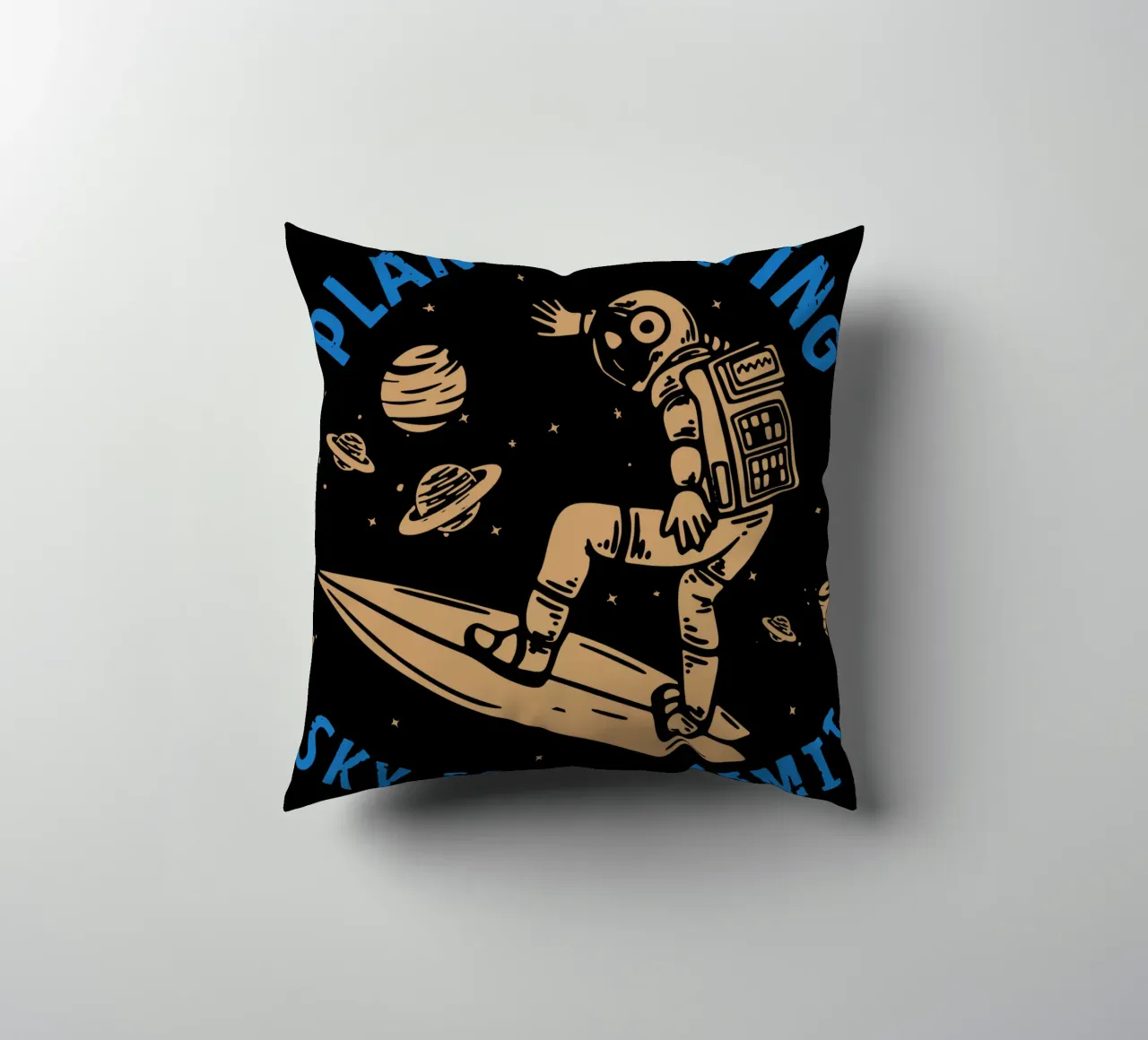 PLANET SURFING SKY IS NOT LIMIT decorative cushion by Gunawan Rb
