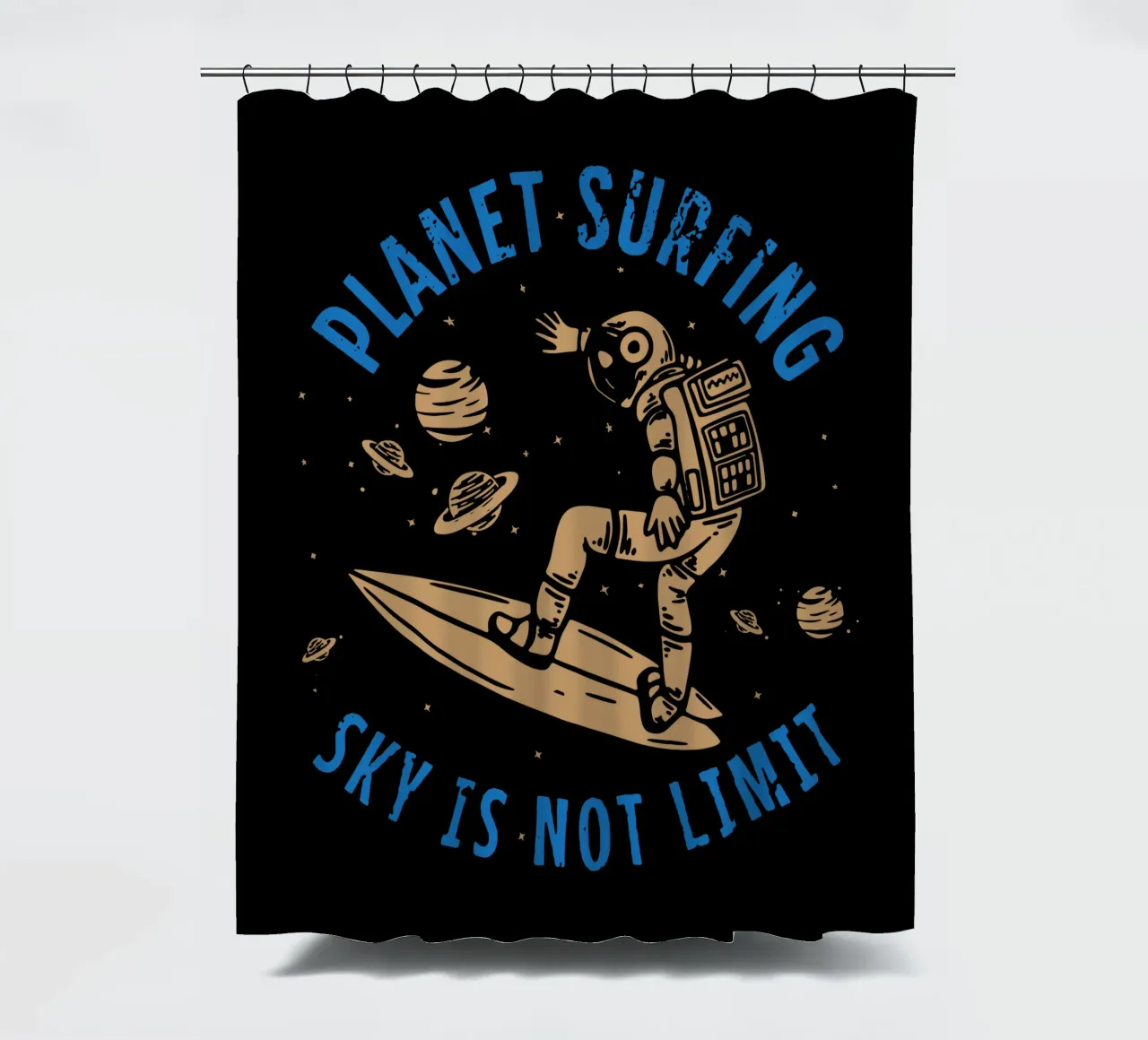 PLANET SURFING SKY IS NOT LIMIT Duschvorhang von Gunawan Rb