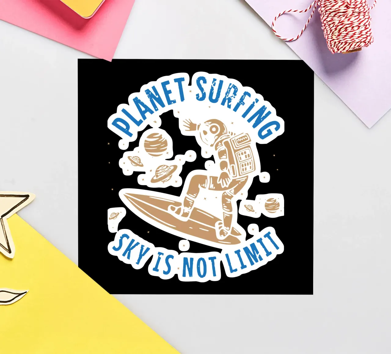 PLANET SURFING SKY IS NOT LIMIT Sticker von Gunawan Rb