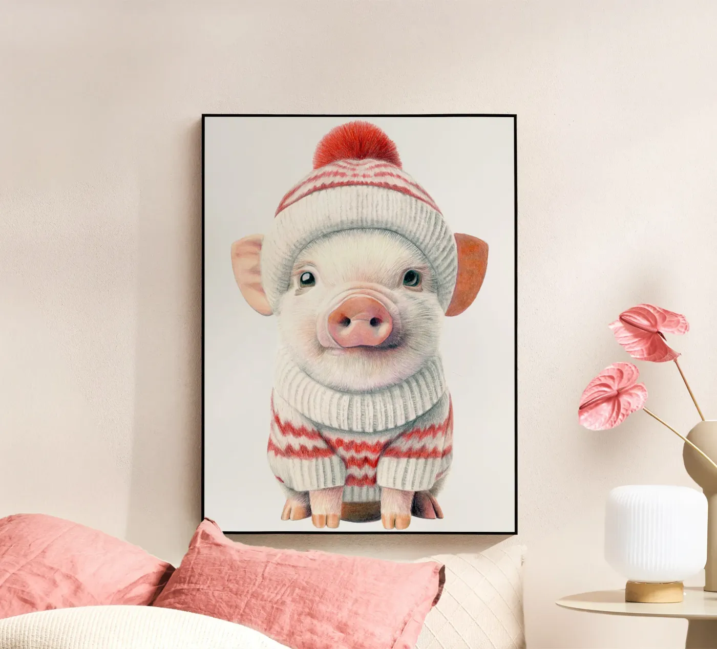 Winter piglets Acryl-Glas von Graphit und Farbe