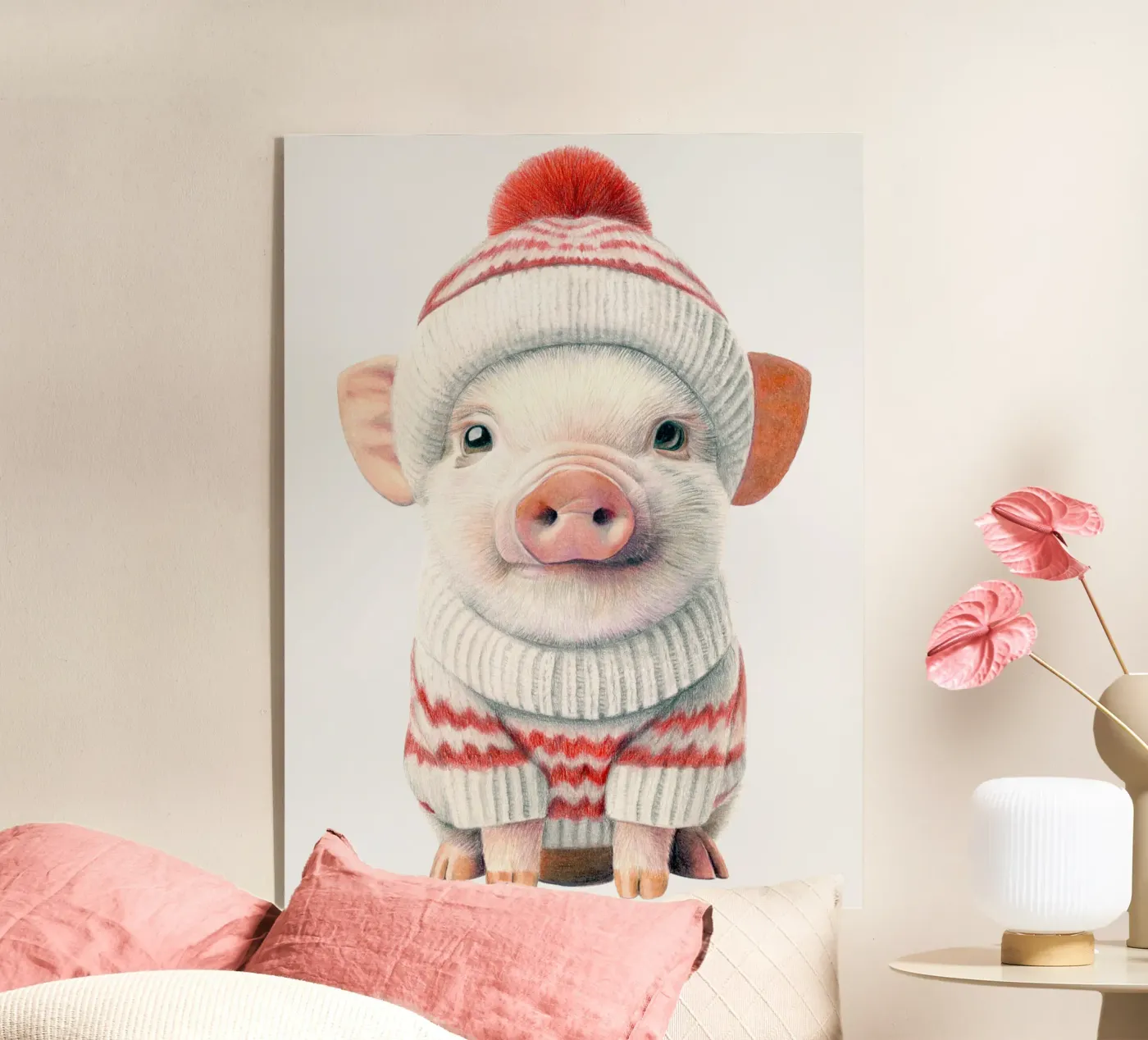 Winter piglets Acryl-Glas von Graphit und Farbe