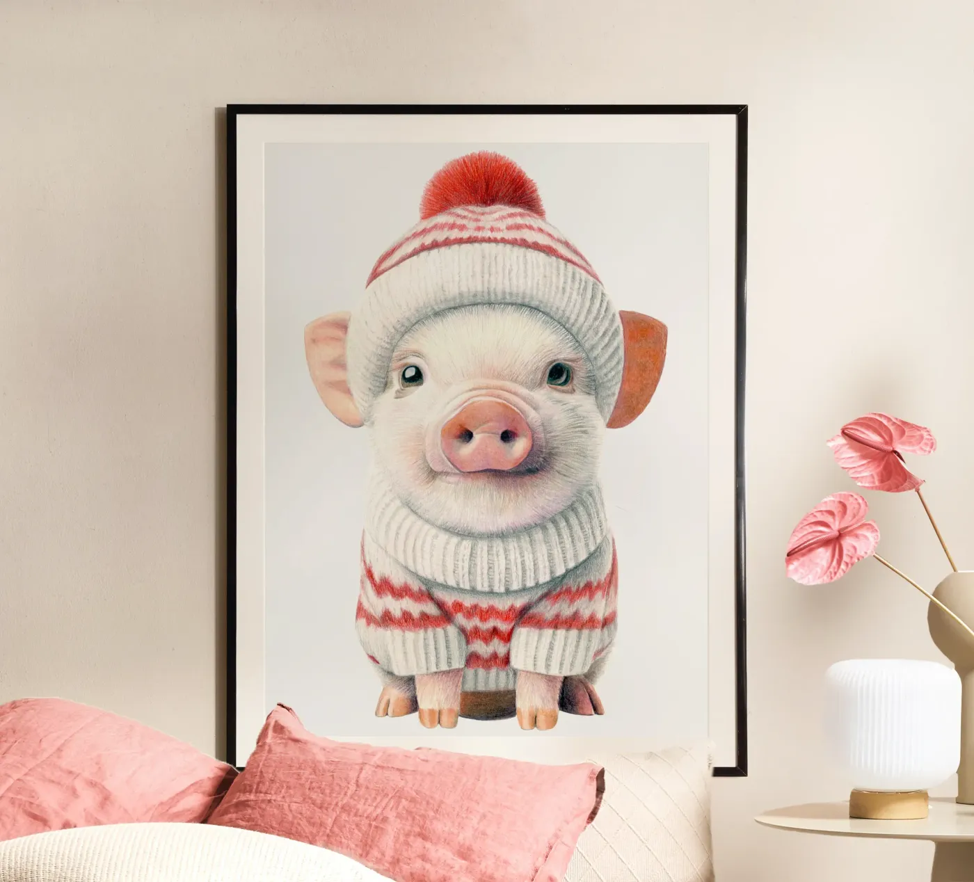 Winter piglets poster by Graphit und Farbe