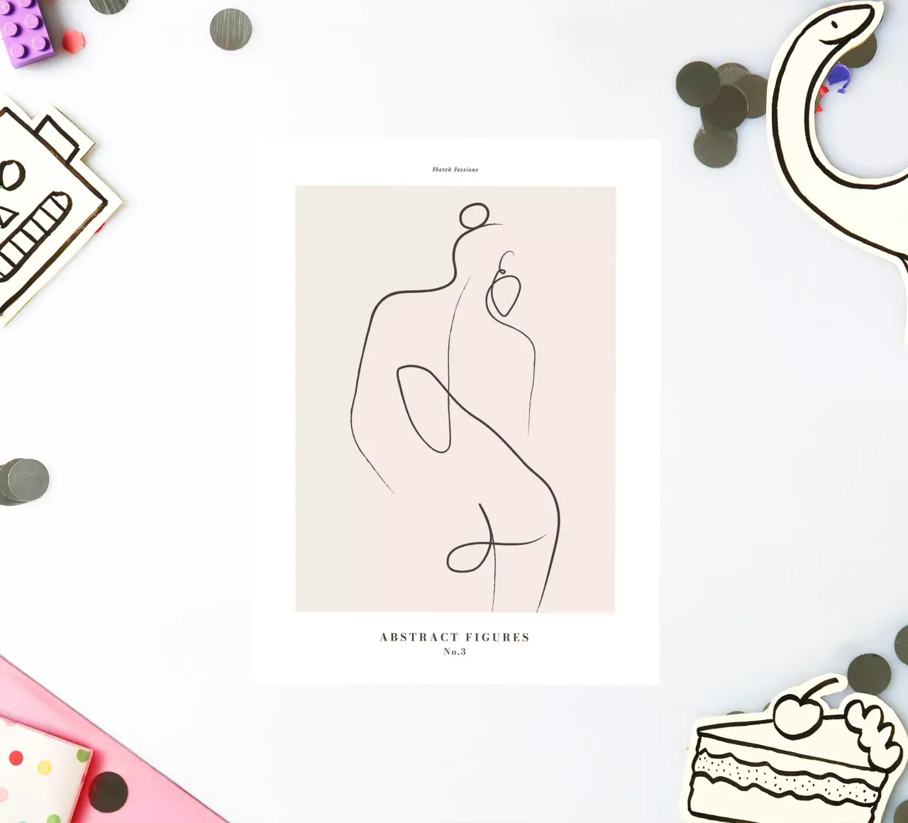 Abstract figures - Minimalist line art design sticker by Whole©