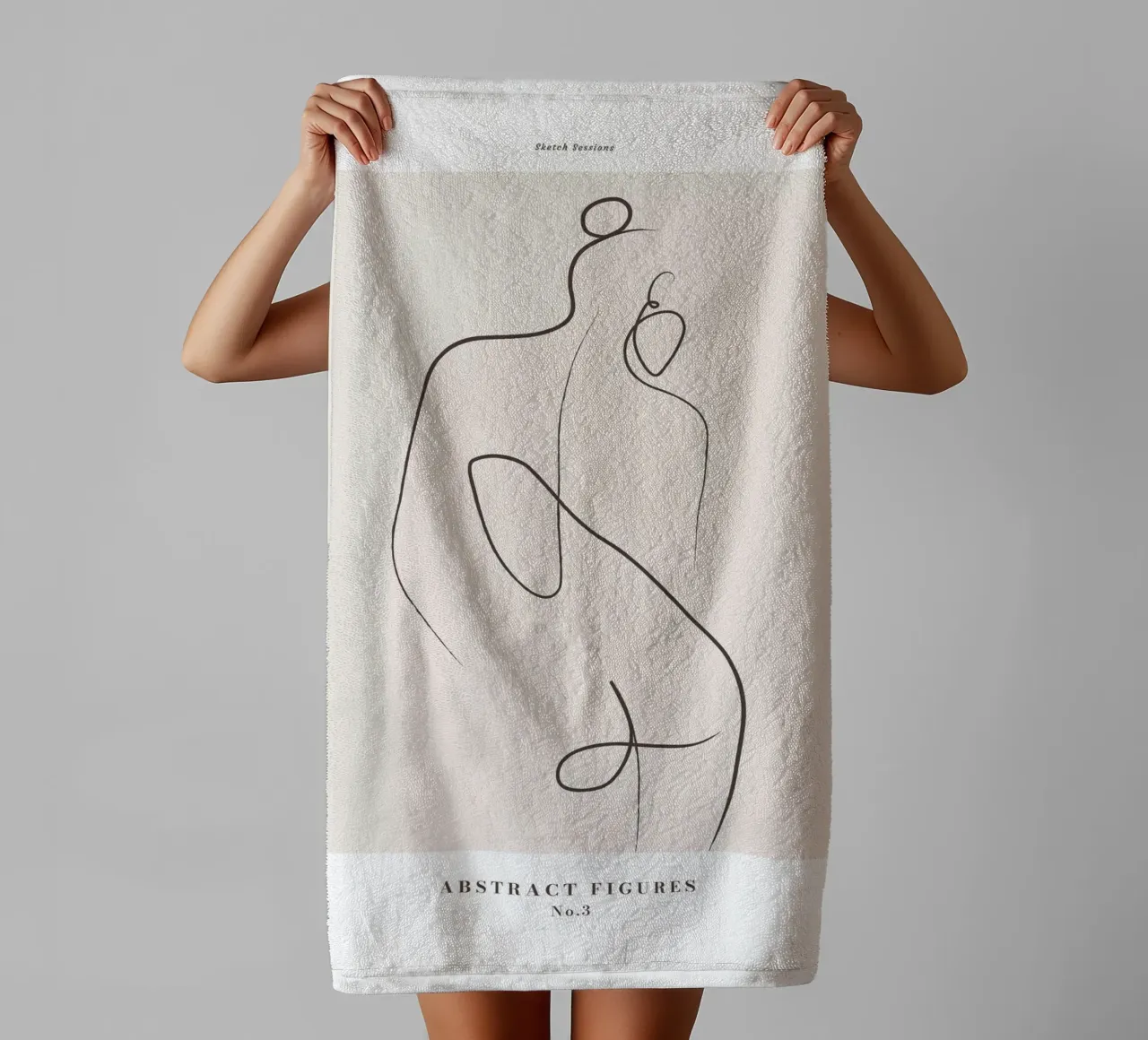 Abstract figures - Minimalist line art design towel by Whole©