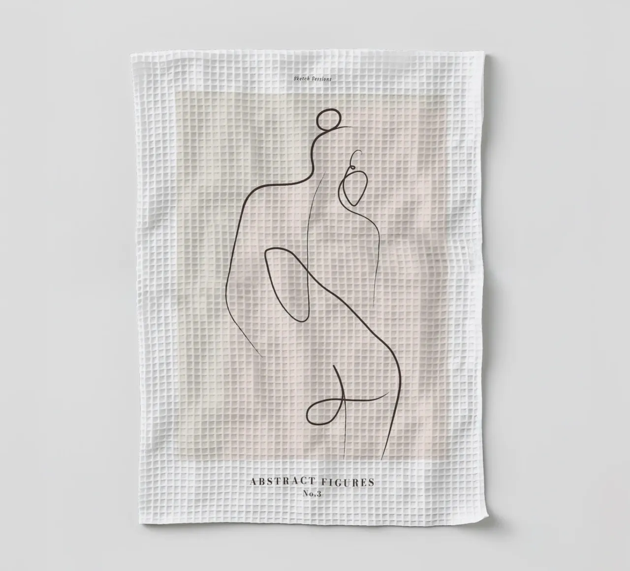 Abstracte figuren - Minimalistisch lijnkunstontwerp theedoek van Whole©