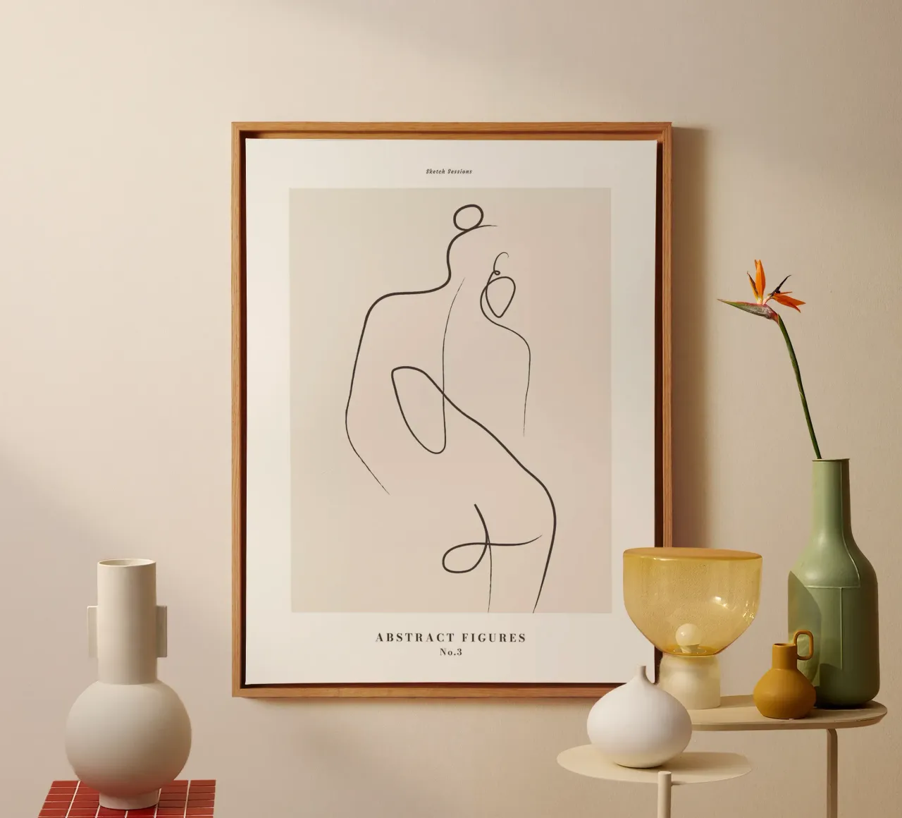 Abstract figures - Minimalist line art design canvas by Whole©