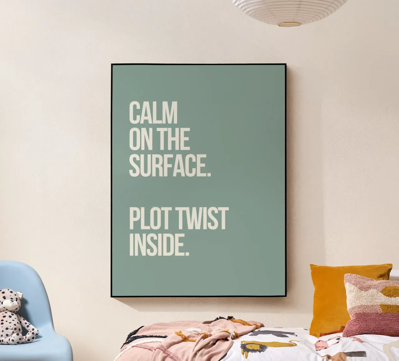 Calm on the Surface, Plot Twist Inside plexiglass da Between Lines